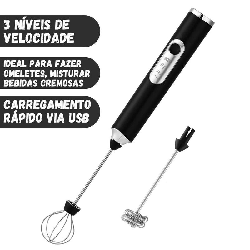 Misturador Batedor Misturador, Misturador Elétrico para Bebidas Leite Café e Clara, 2 EM 1