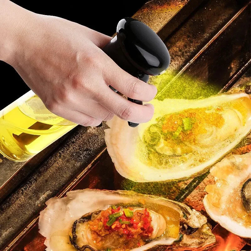Garrafa transparente de óleo de cozinha, spray de azeite para fitness