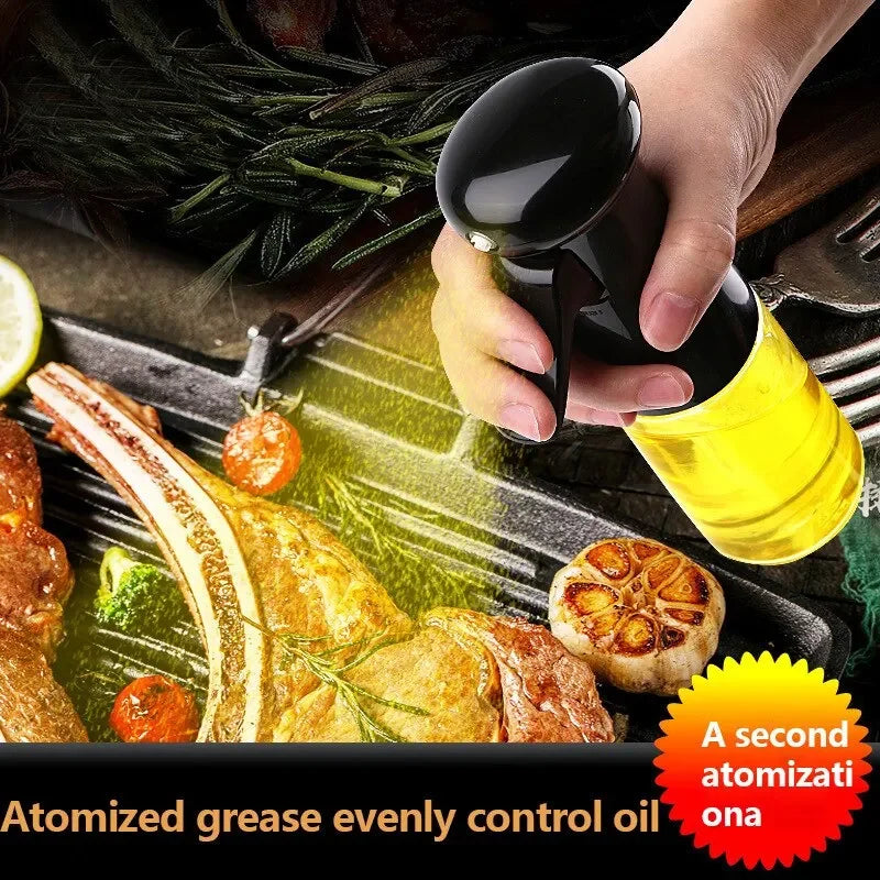 Garrafa transparente de óleo de cozinha, spray de azeite para fitness