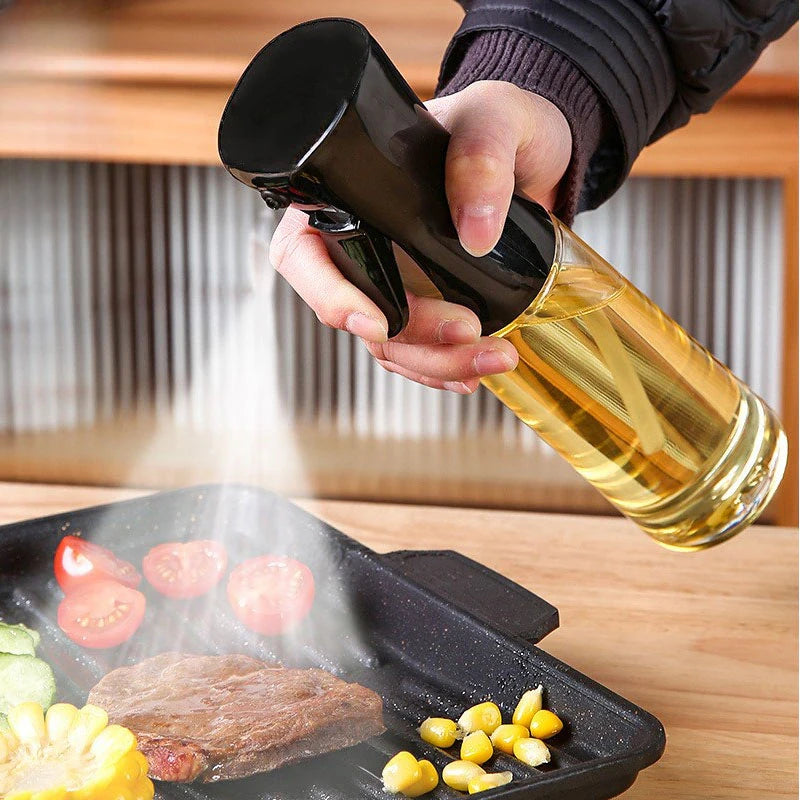 Garrafa transparente de óleo de cozinha, spray de azeite para fitness