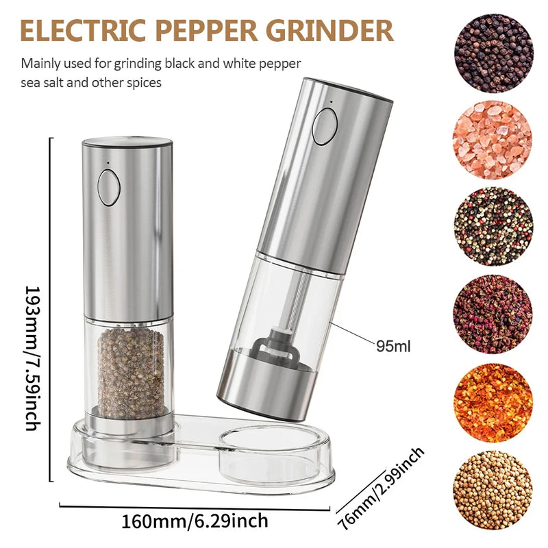 Moedor de pimenta elétrico de aço inoxidável