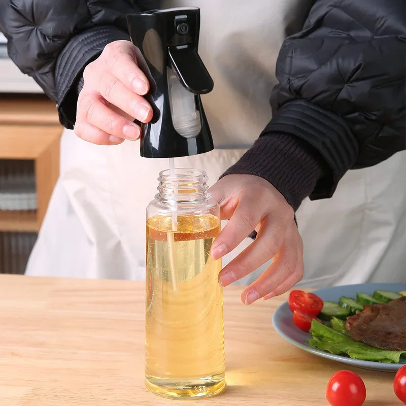 Garrafa transparente de óleo de cozinha, spray de azeite para fitness