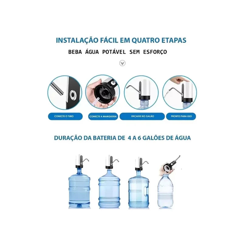Bomba elétrica universal para galão com garrafa de carregamento USB