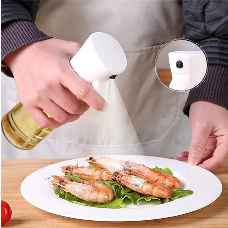 Garrafa transparente de óleo de cozinha, spray de azeite para fitness