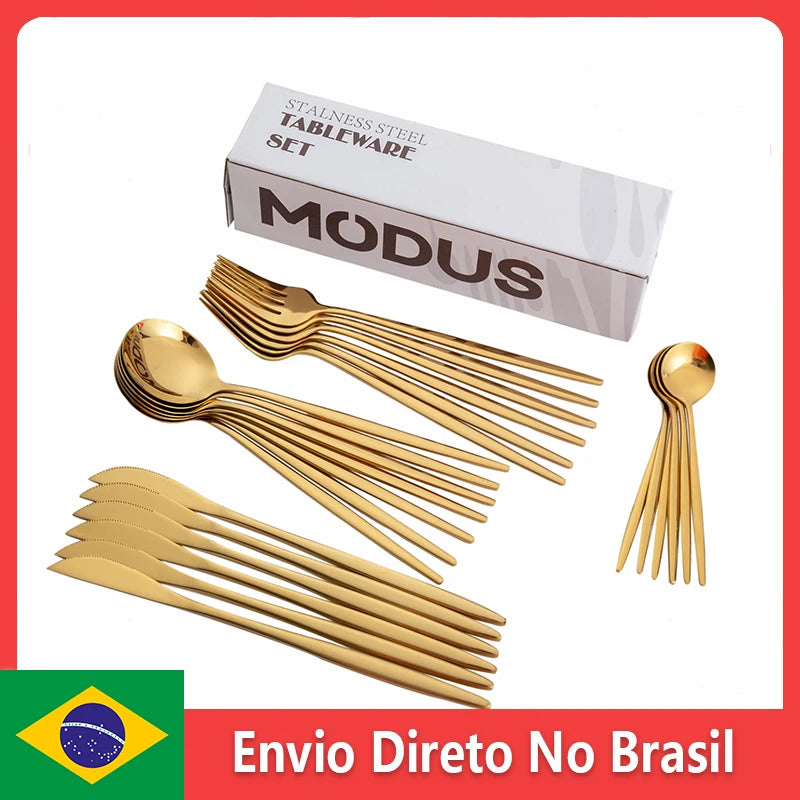24 Pçs Jogo de Talheres de Aço Inoxidável  Faças de Cozinha Kit Para Reuniões Familiares